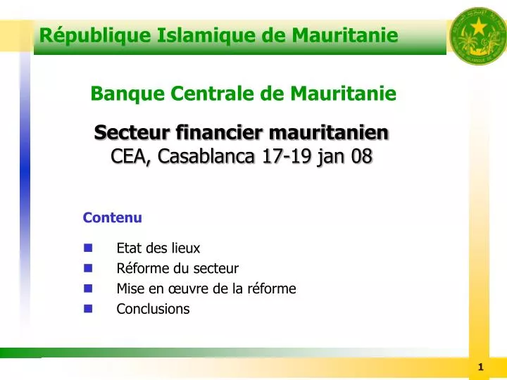 r publique islamique de mauritanie
