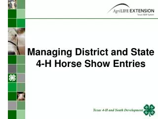 Managing District and State 4-H Horse Show Entries