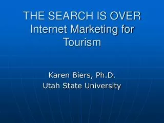 THE SEARCH IS OVER Internet Marketing for Tourism