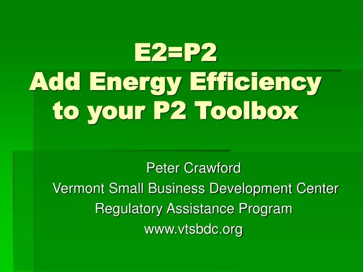 e2 p2 add energy efficiency to your p2 toolbox