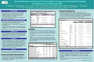 Sexual Behavior and Sexually Transmitted Infections in a Probability Sample of Adolescents in Baltimore, MD