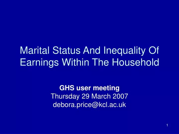 marital status and inequality of earnings within the household