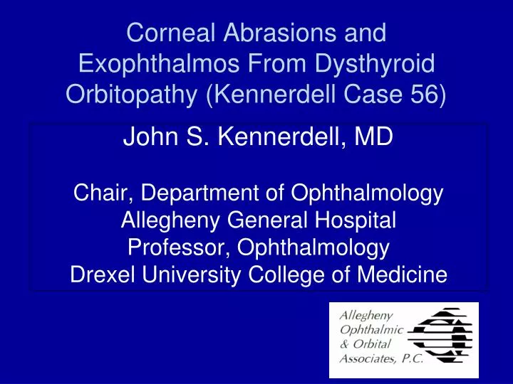 corneal abrasions and exophthalmos from dysthyroid orbitopathy kennerdell case 56
