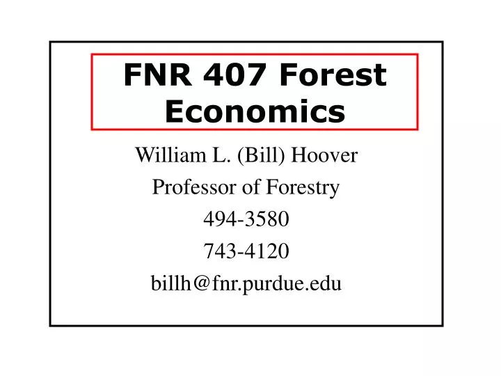 fnr 407 forest economics