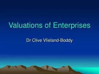 Valuations of Enterprises