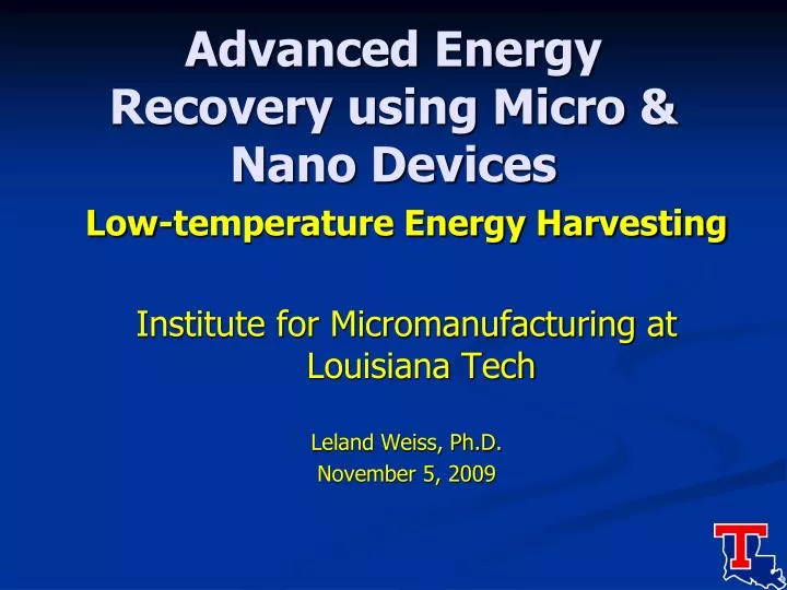 advanced energy recovery using micro nano devices