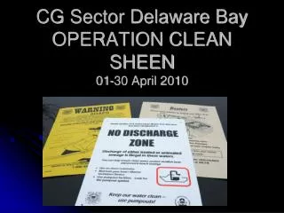 CG Sector Delaware Bay OPERATION CLEAN SHEEN 01-30 April 2010