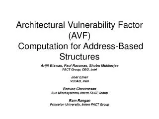 Architectural Vulnerability Factor (AVF) Computation for Address-Based Structures