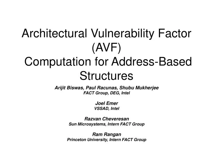 architectural vulnerability factor avf computation for address based structures