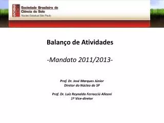 Balanço de Atividades Mandato 2011/2013-