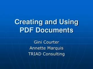 Creating and Using PDF Documents