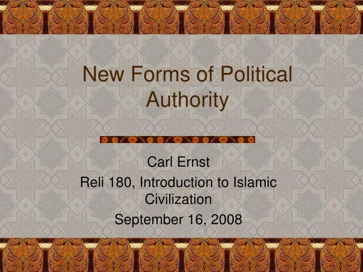 new forms of political authority