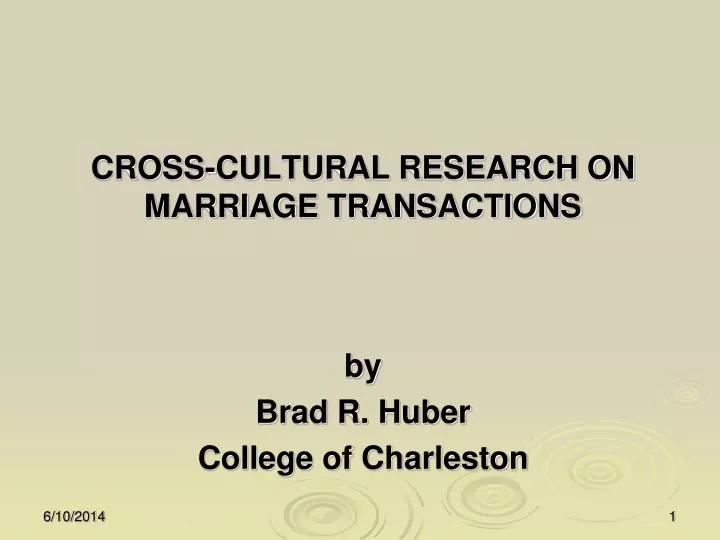 cross cultural research on marriage transactions