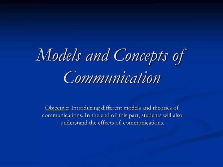 models and concepts of communication