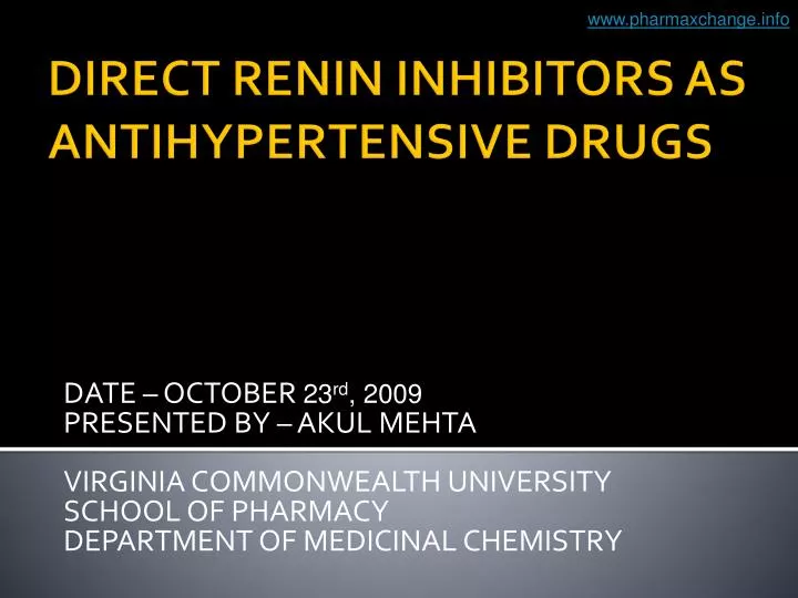 direct renin inhibitors as antihypertensive drugs