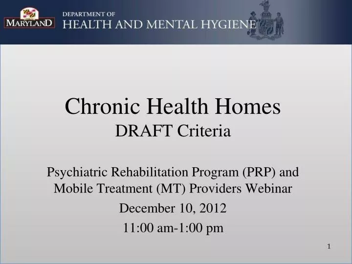 chronic health homes draft criteria