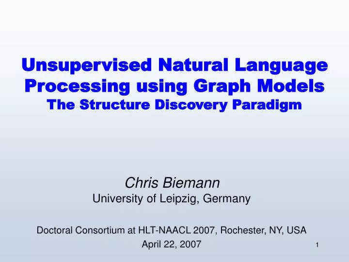 unsupervised natural language processing using graph models the structure discovery paradigm