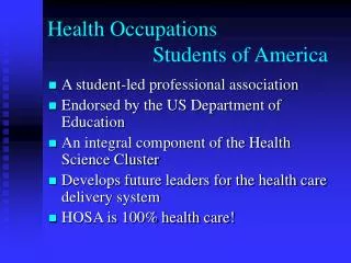 Health Occupations 			Students of America