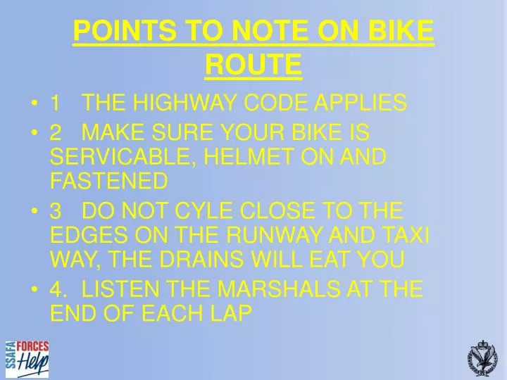points to note on bike route
