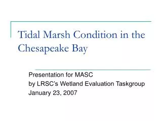 Tidal Marsh Condition in the Chesapeake Bay