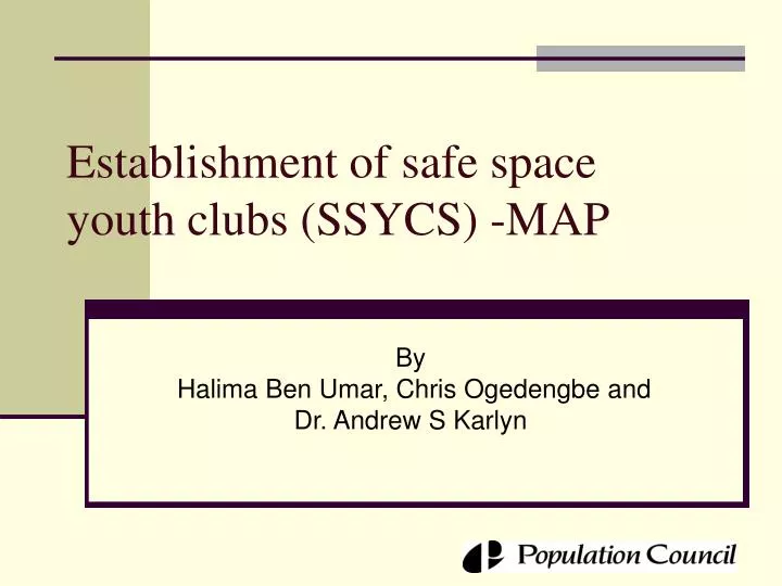 establishment of safe space youth clubs ssycs map