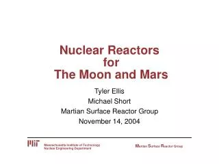 Nuclear Reactors for The Moon and Mars