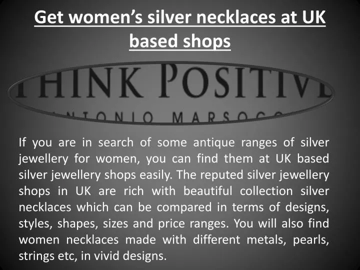 get women s silver necklaces at uk based shops