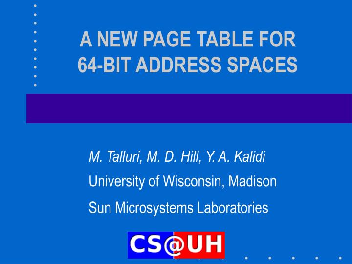 a new page table for 64 bit address spaces