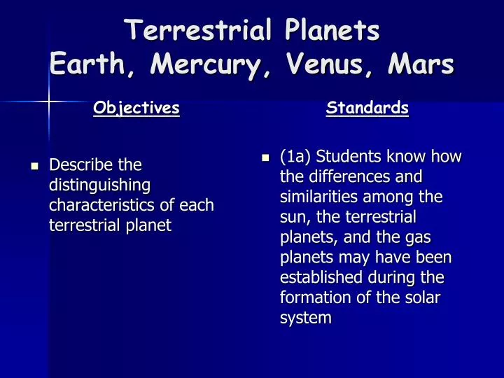 terrestrial planets earth mercury venus mars