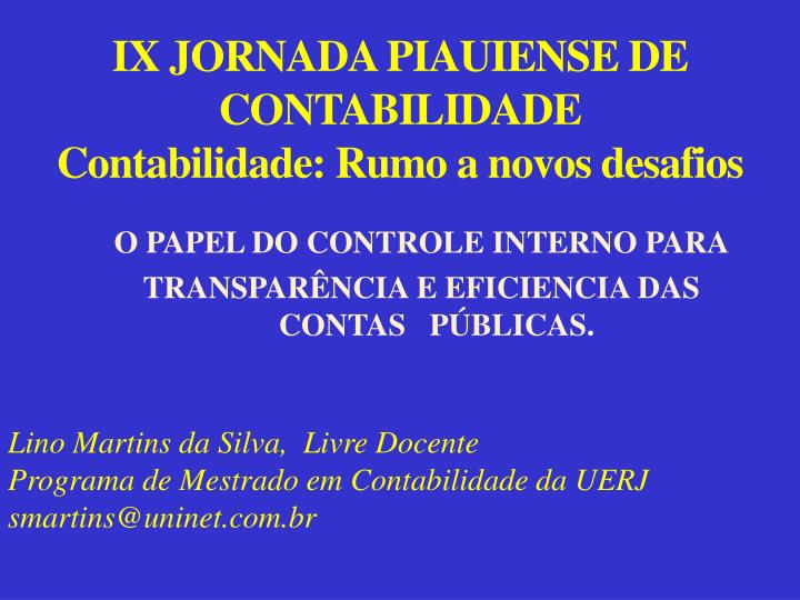 ix jornada piauiense de contabilidade contabilidade rumo a novos desafios