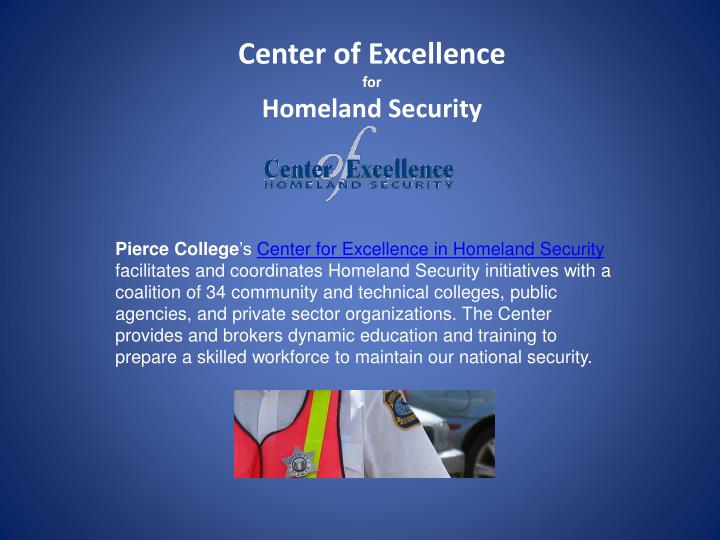 center of excellence for homeland security