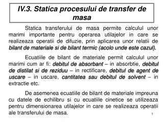 iv 3 statica procesului de transfer de masa