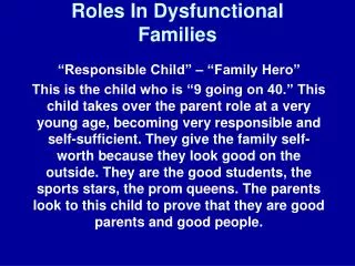 Roles In Dysfunctional Families