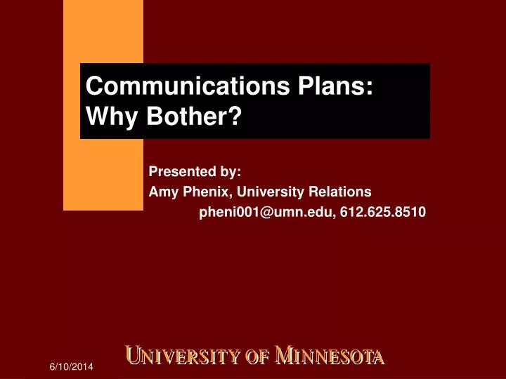 communications plans why bother