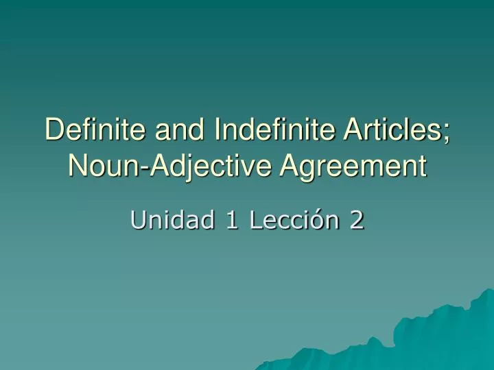 definite and indefinite articles noun adjective agreement