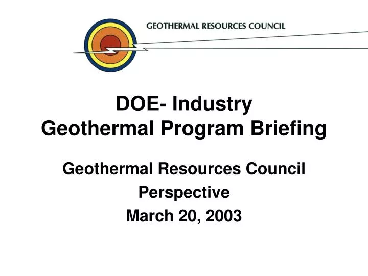 doe industry geothermal program briefing