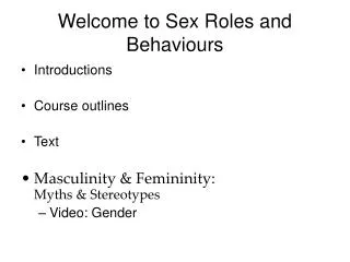 Welcome to Sex Roles and Behaviours