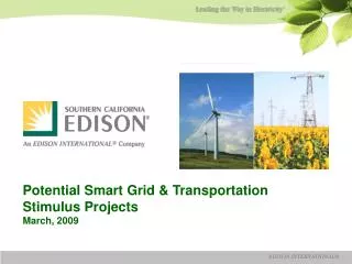 Potential Smart Grid &amp; Transportation Stimulus Projects March, 2009