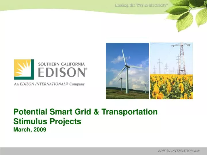 potential smart grid transportation stimulus projects march 2009