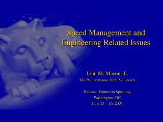 Speed Management and Engineering Related Issues
