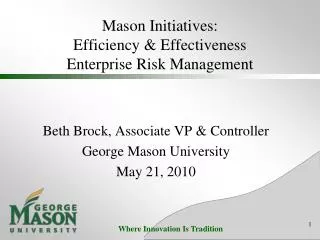 Mason Initiatives: Efficiency &amp; Effectiveness Enterprise Risk Management