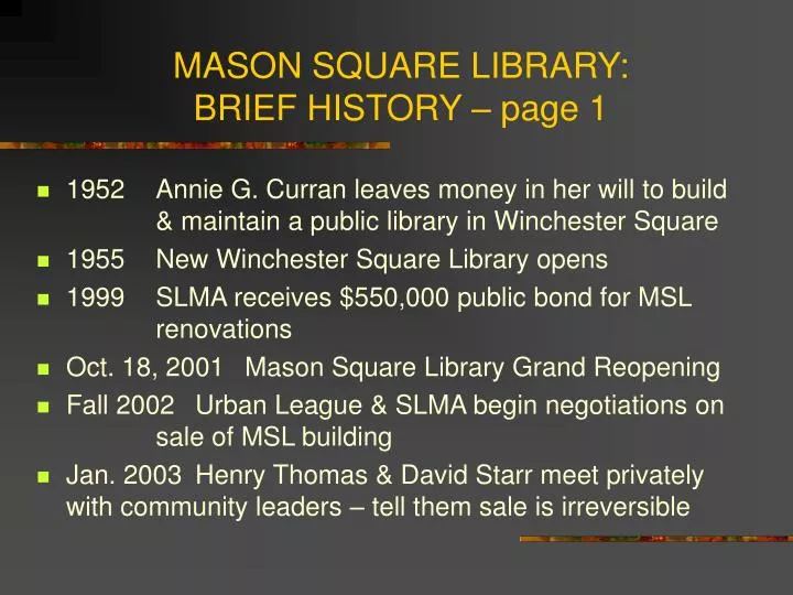 mason square library brief history page 1