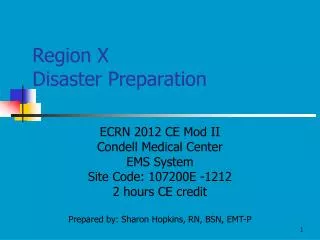 Region X Disaster Preparation