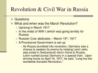 Revolution &amp; Civil War in Russia