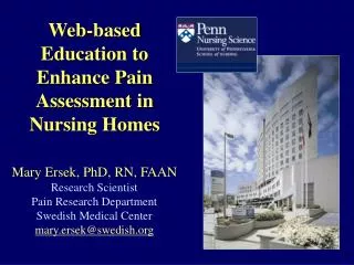 Web-based Education to Enhance Pain Assessment in Nursing Homes