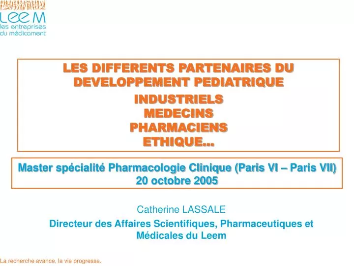 master sp cialit pharmacologie clinique paris vi paris vii 20 octobre 2005
