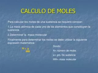 CALCULO DE MOLES