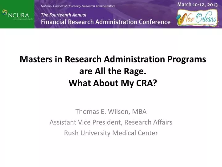 masters in research administration programs are all the rage what about my cra
