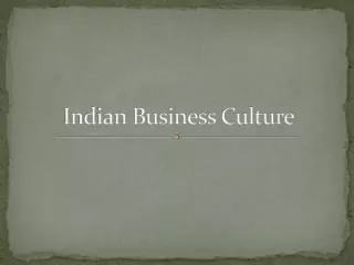 Indian Business Culture