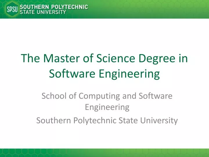 the master of science degree in software engineering